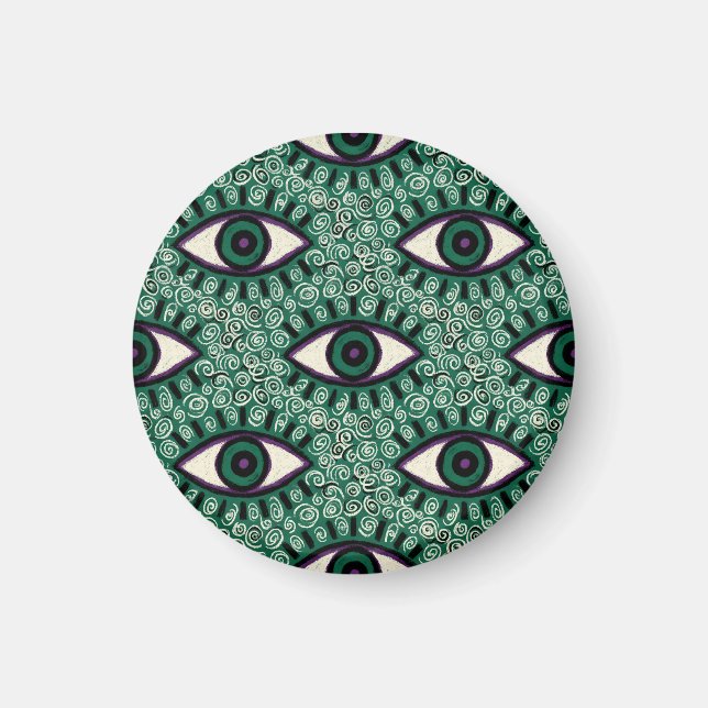 Imã "Mystic Emerald Eyes" - Psychedelic Swirl Seamless (Frente)