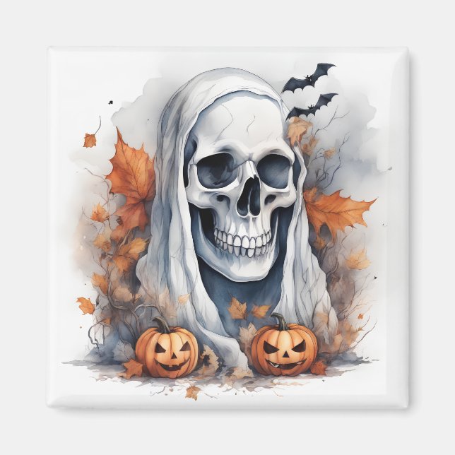 Imã Mystic Halloween Ghost Art Skull Gift (Frente)
