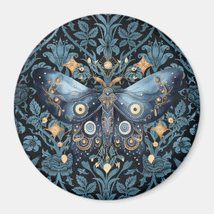 Imã Mystical Watercolor Blue e Dourada Night Moth