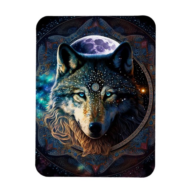 Ímã Mystical Wolf Moon Mandala (Vertical)