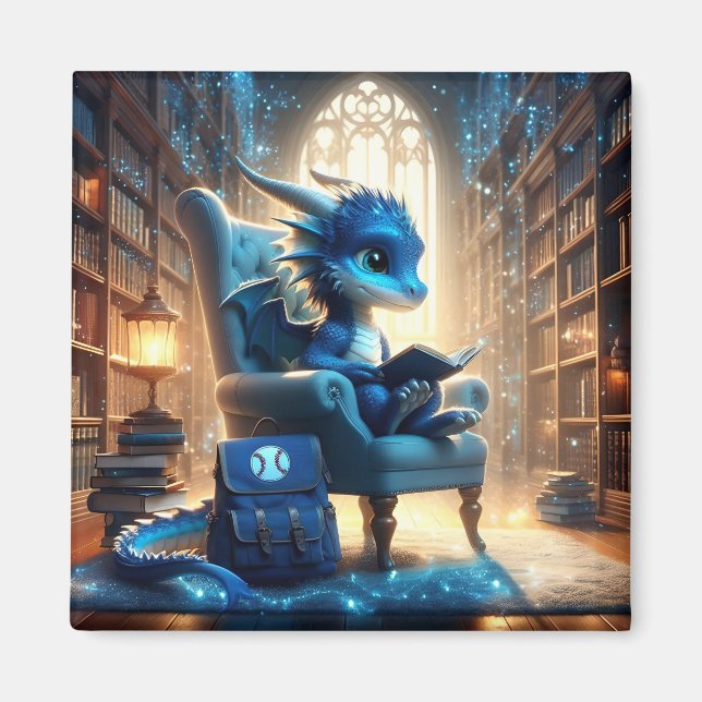 Imã Na Biblioteca - Blue Dragon Magnet (Frente)