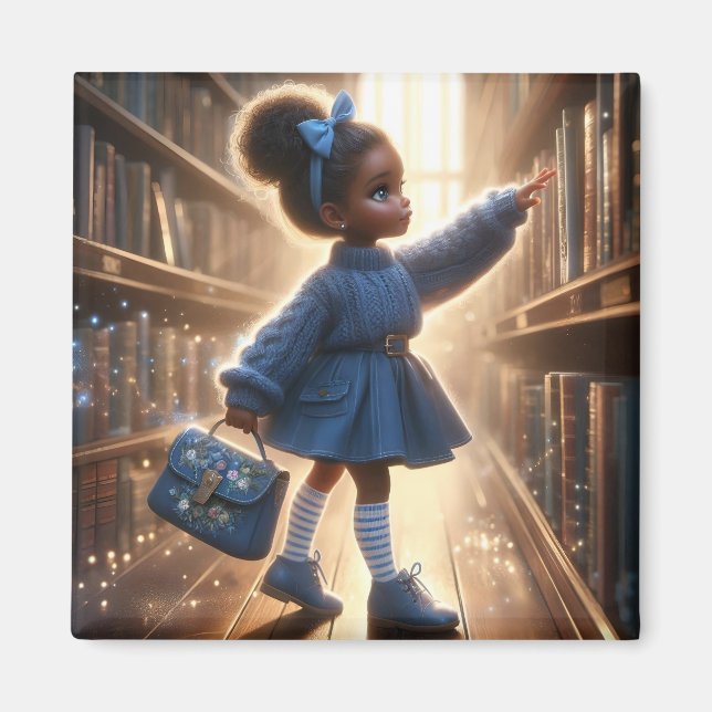 Imã Na biblioteca - Blue Magnet (Frente)