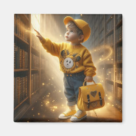 Imã Na biblioteca - ímã amarelo