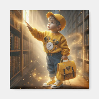 Imã Na biblioteca - ímã amarelo