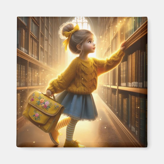 Imã Na biblioteca - ímã amarelo (Frente)