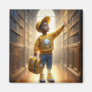 Imã Na biblioteca - ímã amarelo