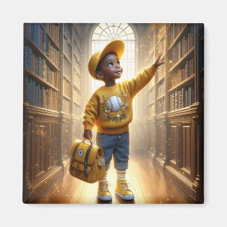 Imã Na biblioteca - ímã amarelo