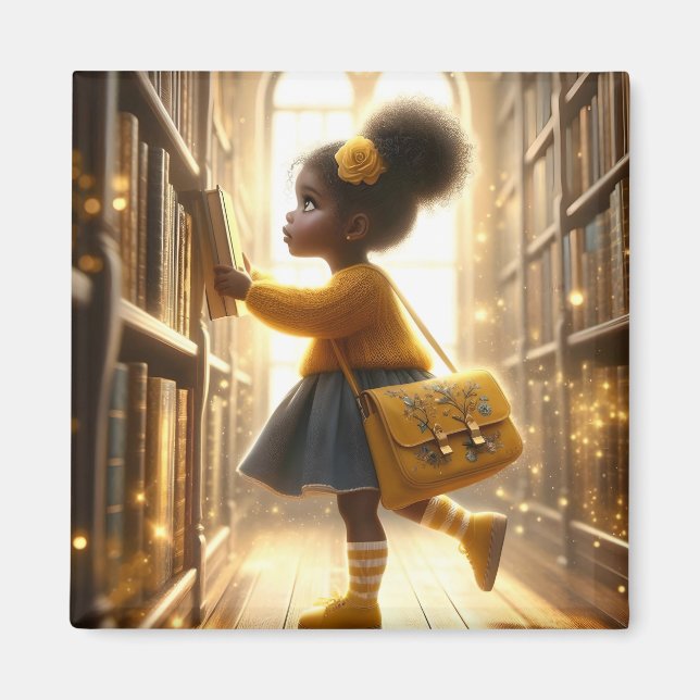 Imã Na Biblioteca - ímã Amarelo (Frente)