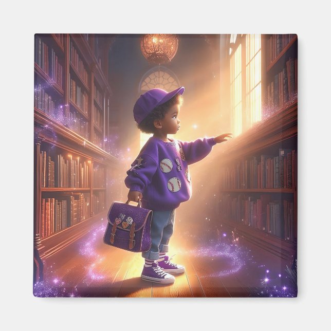 Imã Na Biblioteca - ímã Roxo (Frente)