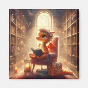 Imã Na Biblioteca - Laranja Dragão Magnet