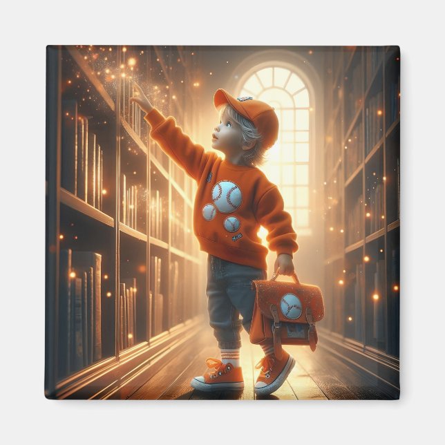 Imã Na Biblioteca - Laranja Magnet (Frente)