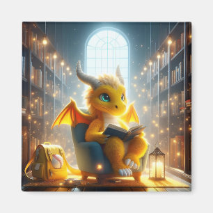 Imã Na Biblioteca - Magneta de Dragão Amarelo