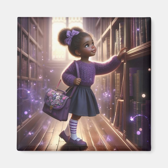 Imã Na Biblioteca - Magneta Roxo (Frente)