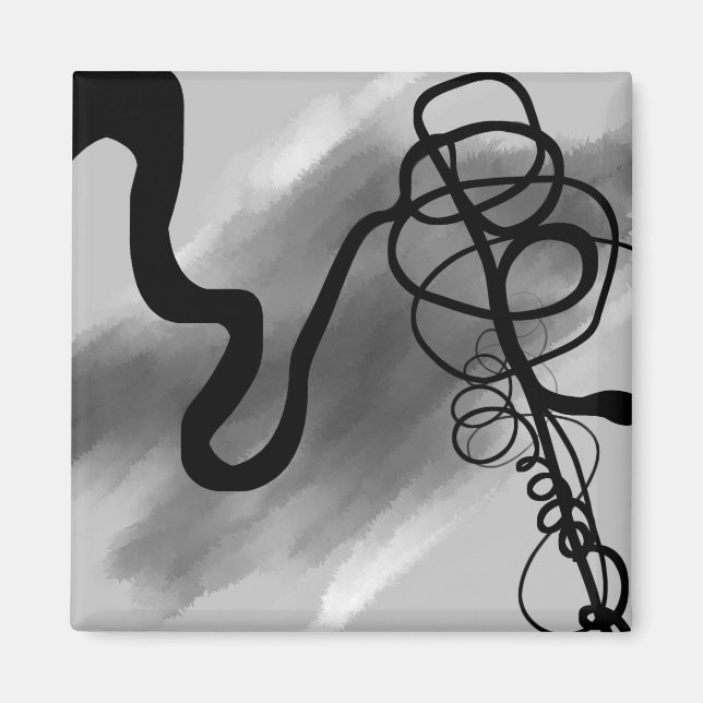 Imã Na grade: Cinza Abstrato, Preto e Branco (Frente)