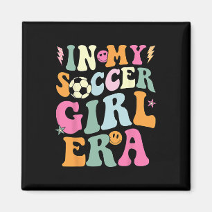 Imã Na Minha Era de Garota de Futebol Retro Groovy Gar