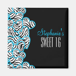 Imã Na moda Blue Sweet 16 Zebra Design