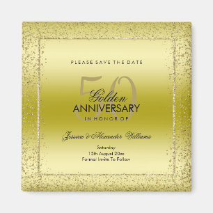 Imã Na moda Dourado Confetti 50º Casamento Salvar a D