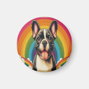 Imã Na moda Francês Bulldog Cachorro Colorido Arco-Íri