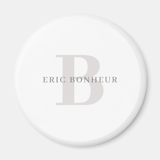 Imã Na moda Modern Name & Monograma (Frente)