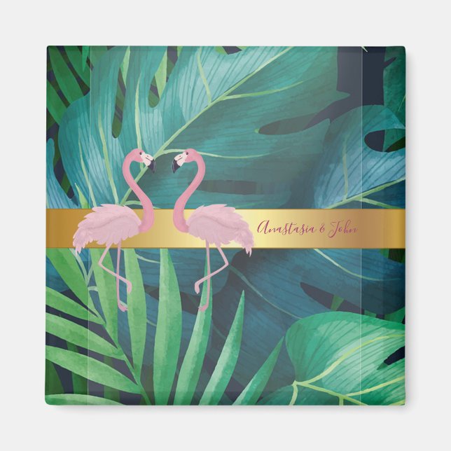 Imã Na moda moderno,Folhas Tropicais de Palma,Rosa (Frente)