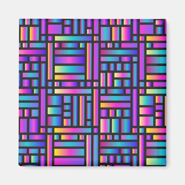 Imã Na moda moderno-padrão - moda Geométrica Tartan (Frente)