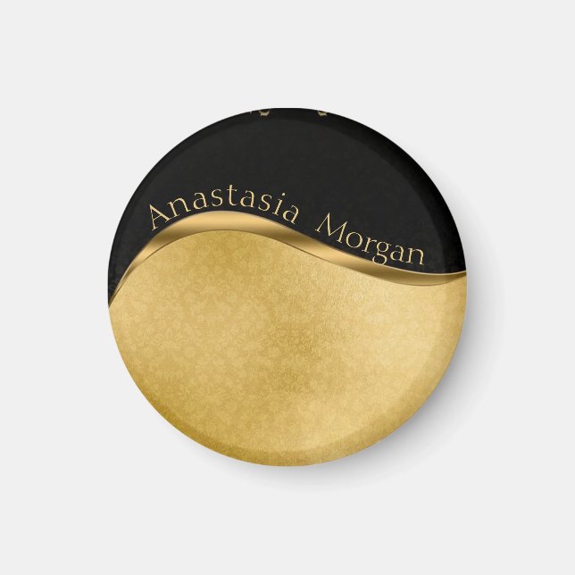 Imã Na moda moderno, preto e Dourado (Frente)