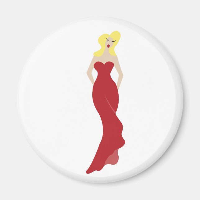 Imã Na moda mulher num vestido vermelho (Frente)