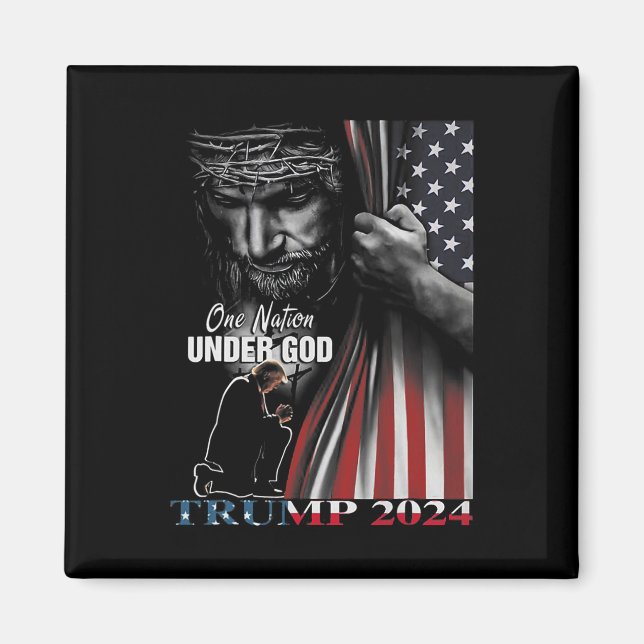 Imã Nação Sob Deus Trump 2024 God American Flag 1 (Frente)