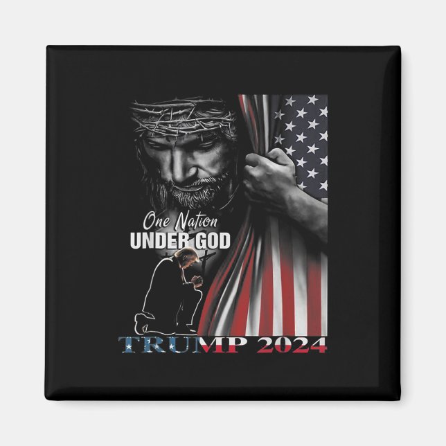 Imã Nação Sob Deus Trump 2024 God American Flag 1 (Frente)