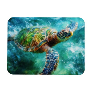 Ímã Nadação de Aquarelas Turtle do Mar Flexível