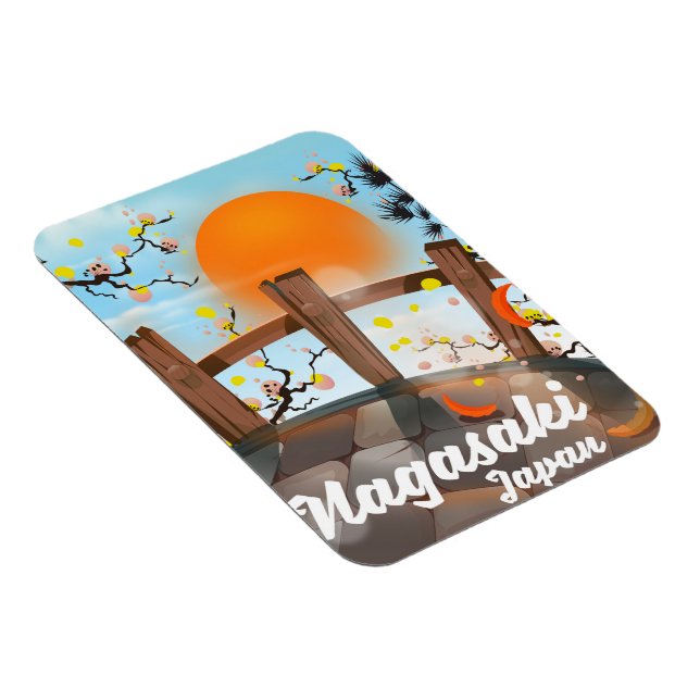 Ímã Nagasaki, poster japonês florescente. (Lado Direito)