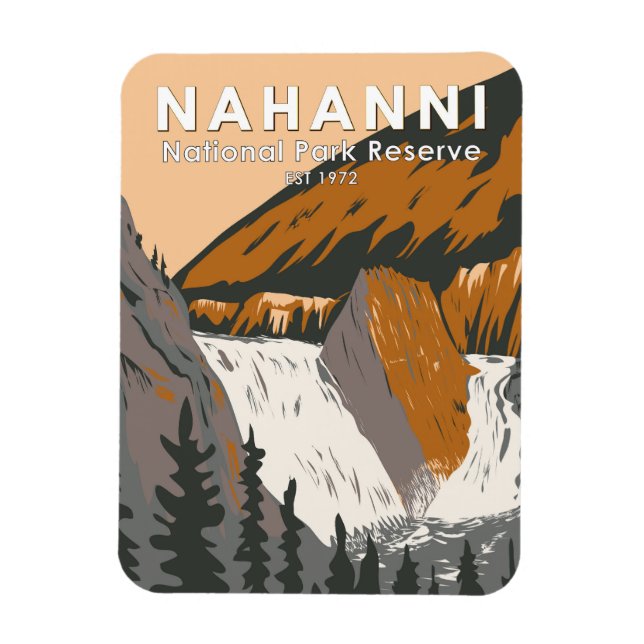 Ímã Nahanni National Park Reserve Viagem Art Vintage (Vertical)