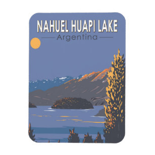 Ímã Nahuel Huapi Lake Argentina Viagem Art Vintage