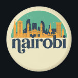 Imã Nairobi Kenya City Skyline Retro Cityscape Art<br><div class="desc">Design com lindas linhas do horizonte, atração turística e arte de paisagem urbana, arranha-céu Legal e ilustração da silhueta de construção para turistas e viajantes. Perfeito como lembrança para trazer de volta para casa quando viaja pelo mundo. Guarde a memória do seu viagem e as suas férias com a família...</div>