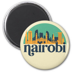 Imã Nairobi Kenya City Skyline Retro Cityscape Art