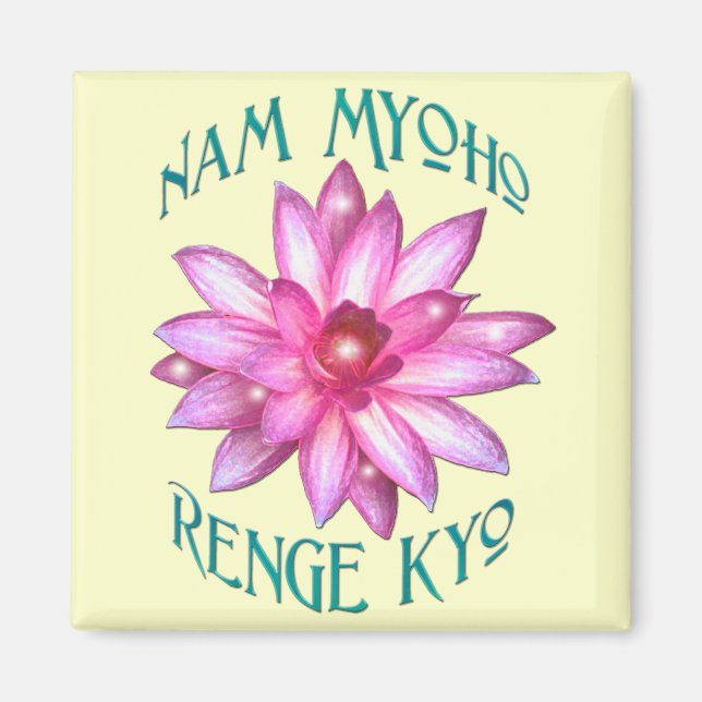 Imã Nam Myoho Renge Kyo com Design de Flor de Lotus (Frente)