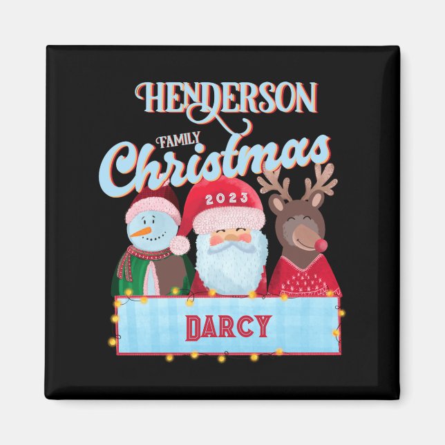 Imã Name Year Matching Santa Family Christmas T Shirt  (Frente)