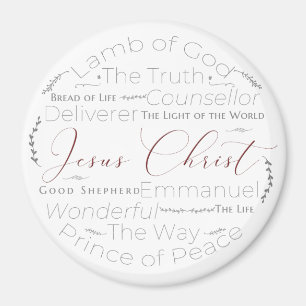 Imã Names of Jesus Script Typography Magnet