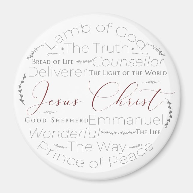 Imã Names of Jesus Script Typography Magnet (Frente)