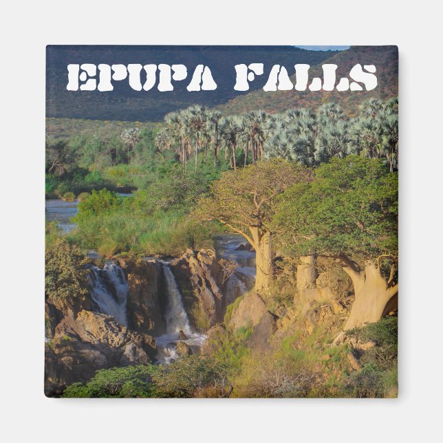 Imã Namíbia Kunene Rio Epupa cai na paisagem Baobás (Frente)