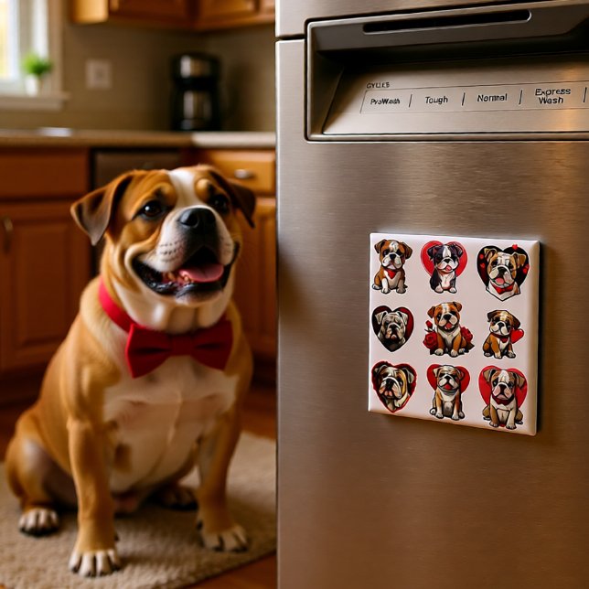 Imã Namorados Bulldog (Bulldog Hearts & Roses Magnet)