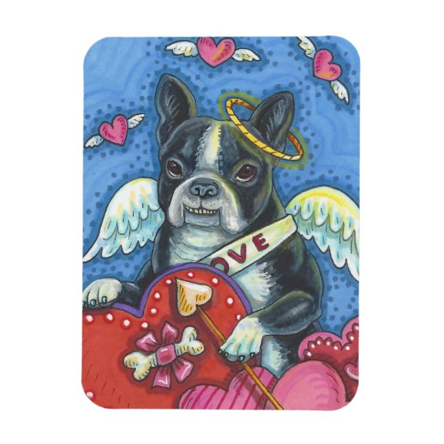 Ímã Namorados de Boston Terrier Cupid DOG MAGNET (Vertical)