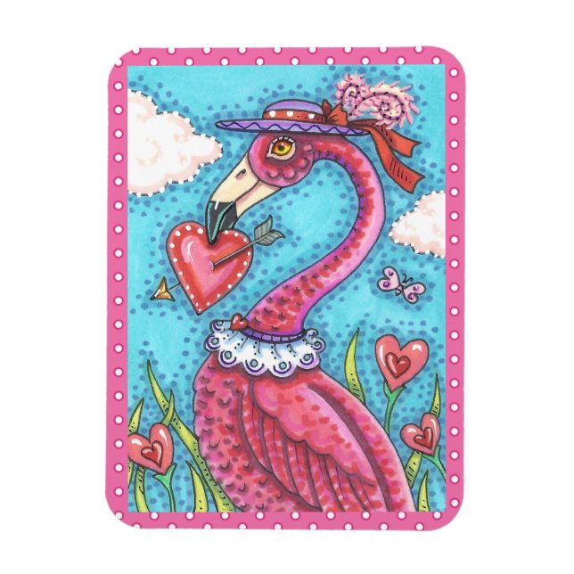 Ímã Namorados DE PINK FLAMINGO CORAÇÃO, AMOR BIRD WHIM (Vertical)
