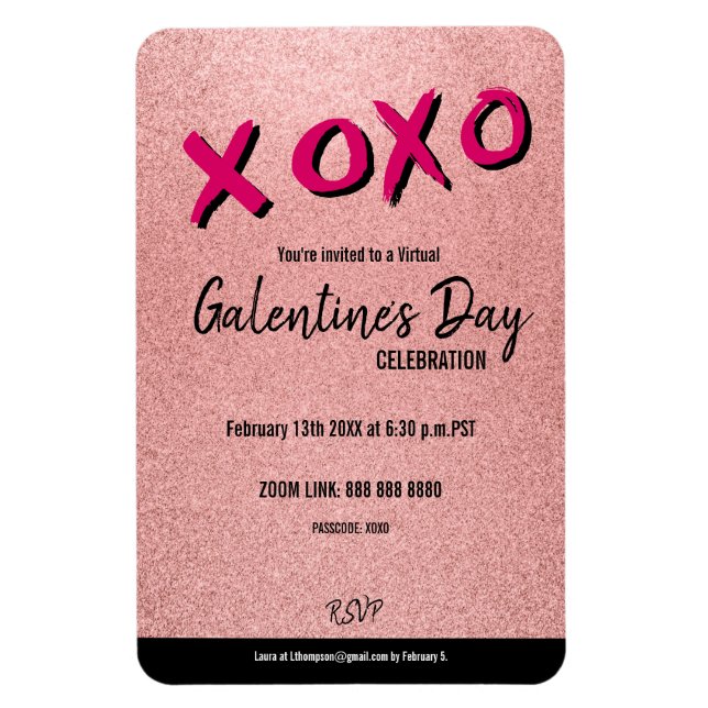 Ímã Namorados Glitter Dourado do Virtual Galentine (Vertical)