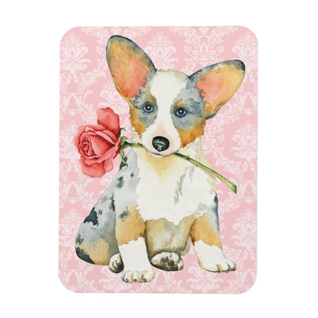 Ímã Namorados Rosa de Cardigan Welsh Corgi (Vertical)