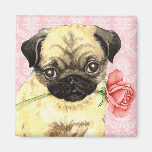 Imã Namorados Rosa Pug (Frente)