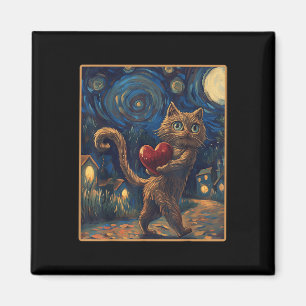 Imã Namorados Starry Night Van Gogh Tee Cat Dias de os
