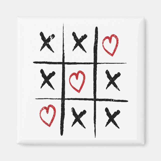 Imã Namorados Tic Tac Toe Hearts Day (Frente)