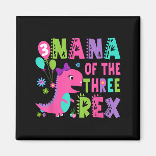 Imã Nana Do aniversário de 3 anos Rex Dinossaur T-rex