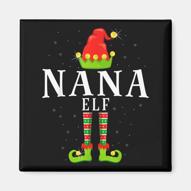 Imã Nana Elf Christmas Matching Xmas Pajama  (Frente)